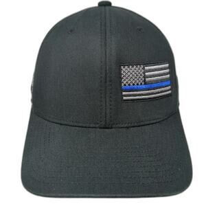 Relentless Defender Baseball Cap Black M Thin Blue Line Flexfit Hat 567 Police